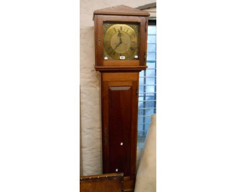 A longcase clock, the antique 30cm square brass dial marked for W. Atkinson, Sheffield, with eight day bell striking movement