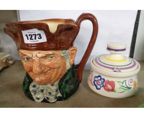 A vintage Poole Pottery preserve pot with painted decoration made as an advertising giveaway for Wessex Industrial Trucks - s