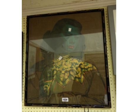 Tretchikoff: a vintage framed coloured print entitled 'Chinese Girl' - label verso