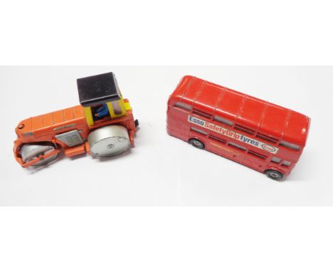 A Dinky die cast Aveling Barford road roller and a Dinky Routemaster bus model
