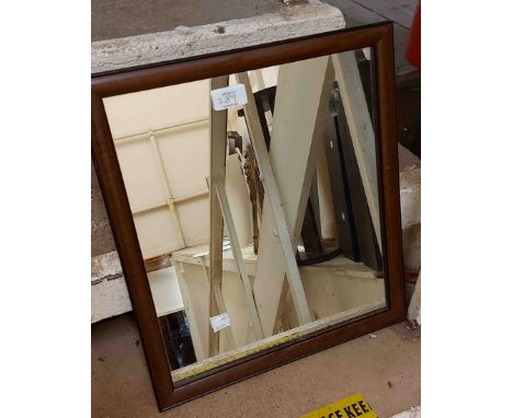 A vintage frameless triple dressing table mirror with bevelled arched plate - sold with a stained wood framed wall mirror and