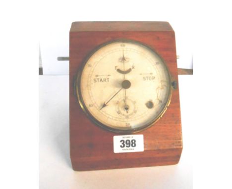 A vintage stained wood cased scientific timer stop clock with dial marked for W.G. Pye &amp; Co., Cambridge