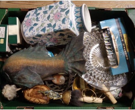 A box containing a quantity of assorted ceramic and other collectable items including vases, plates, metalware, etc.