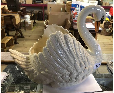 A large Dartmouth Pottery swan planter
