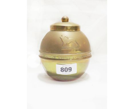 A brass tea caddy made for Liptons Tea as a promotional item for the British Empire Exhibition 1924