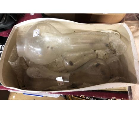 Four vintage glass funnels for oil lamps