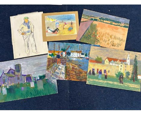 Derek Inwood (1925-2012), six various sketches in pastel and mixed media