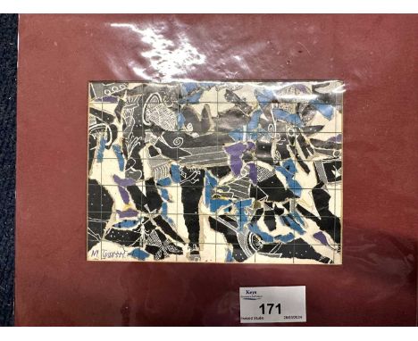 Muriel Inwood. Mixed media on card, Abstract, mounted, signed,