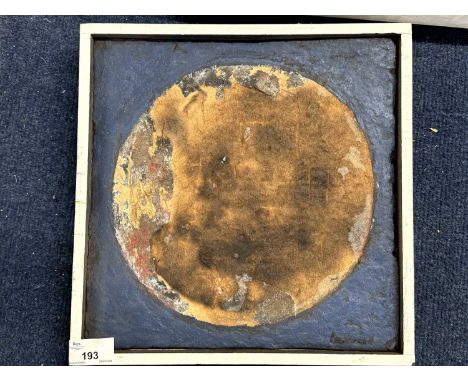 Derek Inwood (1925-2012). mixed media, "Burnt Moon", signed, titled verso framed,Size approximately: 29x29cm