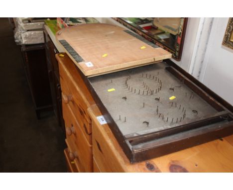 A shove ha'penny board; together with a bagatelle board