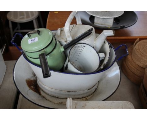A quantity of various enamel ware
