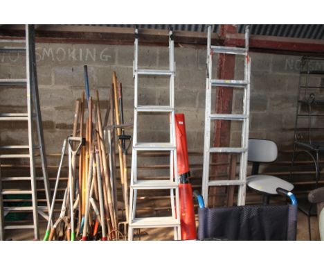 An aluminium folding three in one ladder