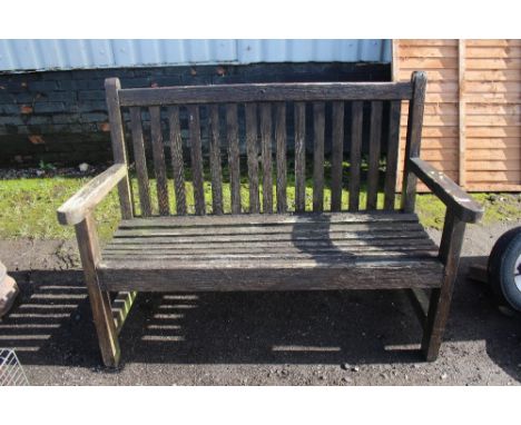 A hardwood garden bench