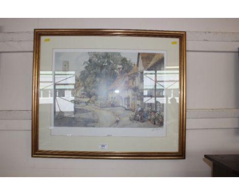A pencil signed gilt framed print entitled 'Kersey'