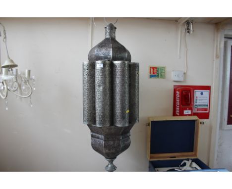 A large metal candle lantern