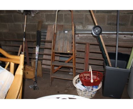 A wooden step ladder