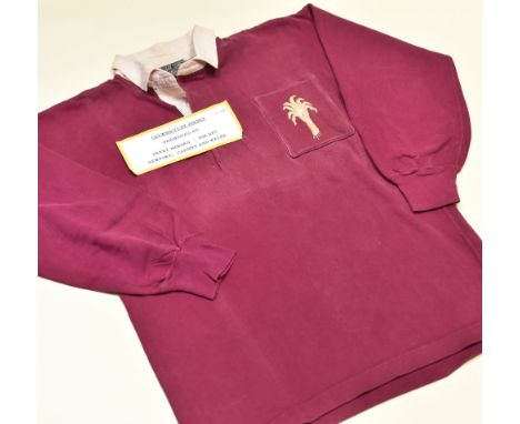 A CRAWSHAYS XV RUGBY JERSEY believed to be match worn v Jersey, bearing stitched panel No.1 and stitched badge to a breast pa