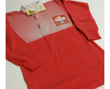 A WALES MATCH-WORN INTERNATIONAL SCHOOLBOYS JERSEY the breast with stitched panel felt badge and stitched panel No.12 to the 