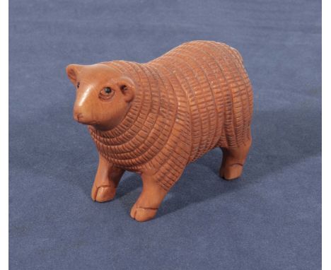A Han carved hardwood sheep netsuke