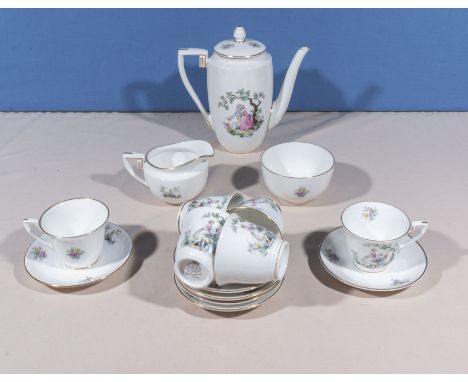 A  Royal Worcester 'Watteau' porcelain coffee service