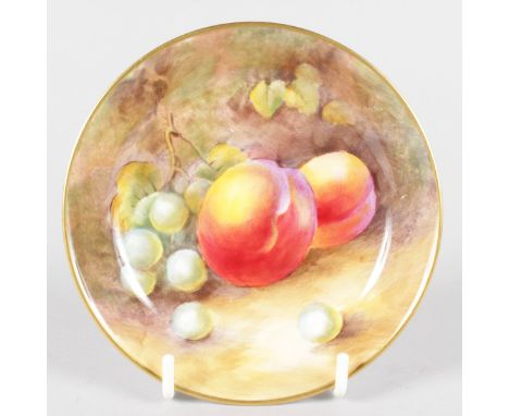 A ROYAL WORCESTER FRUIT PAINTED PIN TRAY, signed by Nichols, black mark.
