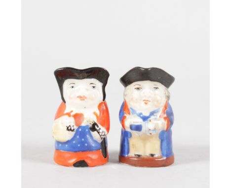 TWO MINIATURE GOSS TOBY JUGS.