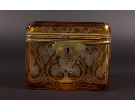 A SMALL BOHEMIAN CASKET AND COVER, engraved SCHLOSS BADEN.. 4ins long.