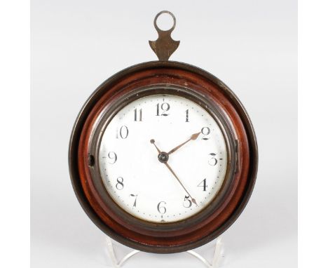 A REGENCY CIRCULAR SEDAN CLOCK with white enamel dial, wooden frame and verge movement by J. E. PHILIP, BRIGHTON. 6ins diamet