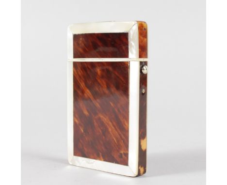 A TORTOISESHELL AND MOTHER-OF-PEARL CALLING CARD CASE.