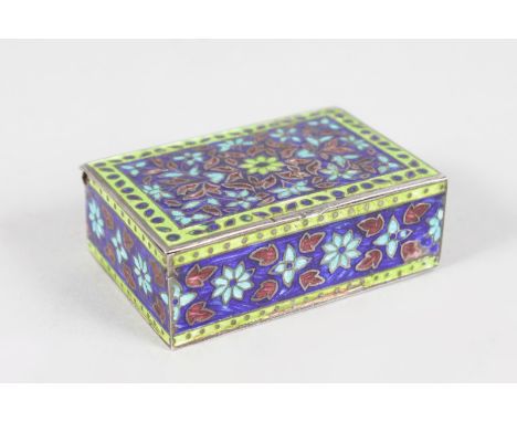 AN ENAMEL AND SILVER BOX.