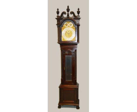 A LARGE 19TH CENTURY MAHOGANY CASED MUSICAL LONGCASE CLOCK, with eight-day movement, silent and strike action, chime on eight