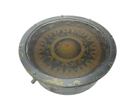 Ship's brass cased compass, D27cm