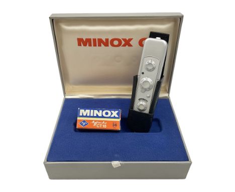 Minox C camera with 'Minox 1:3.5 f=15mm' lens, in fitted leather case with original box 