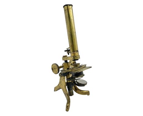 Brass monocular microscope, unbranded, H32cm
