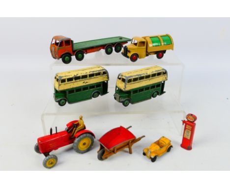 Dinky - A collection of unboxed vehicles including Foden lorry, Bedford refuse lorry, Massey Harris tractor, Austin 7, 2 x do