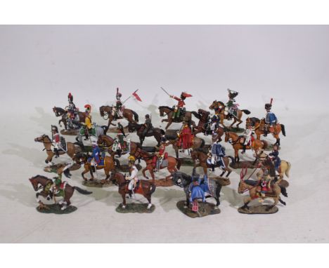 Del Prado - 20 x unboxed mounted cast metal soldiers including Office British 20th Light Dragoons 1908, Trooper French 16th D