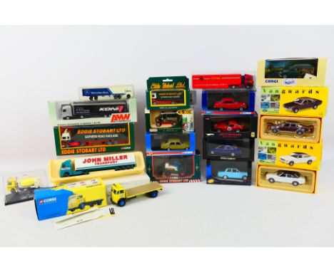 Vanguards - Minichamps - Hot Wheels - Corgi - A boxed group of diecast model vehicles in various scales. Lot includes Vanguar