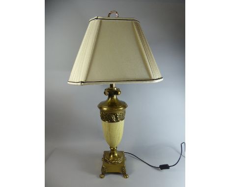 A Large Ormolu Mounted Ceramic Vase Shaped Table Lamp with Shade