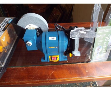 A New and Unused Work Zone Two Wheel Workbench Electric Grinder
