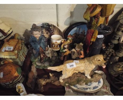 A Tray of Ceramic Ornaments to include Aynsley Retriever (AF)  