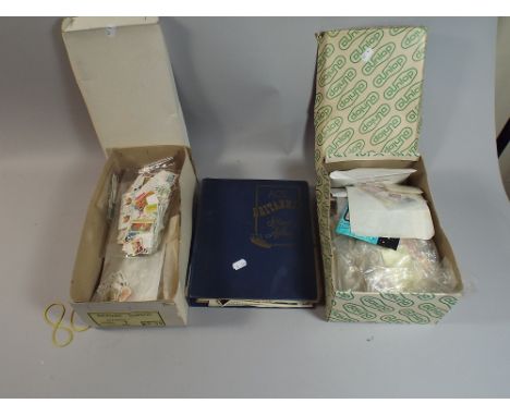 A Vintage Stamp Album and Contents Together with Two Shoe Boxes Containing Loose Stamps 