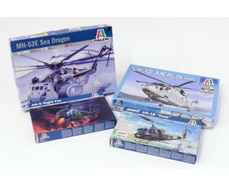 Model Making, The Late John Burgess Collection of Model Kits - Italeri 1:72 scale helicopter kits, comprising No.017 AH-6 Nig