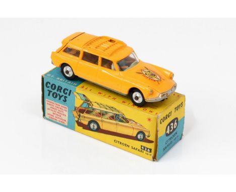 Corgi Toys 436 Citroen Safari ID19, deep yellow body with 'WILD LIFE PRESERVATION' decal to bonnet, plastic figures to interi