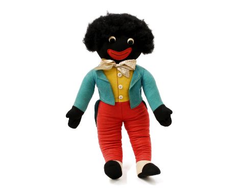 Juvenalia - a 1950's Merrythought stuffed cloth and felt Golly, painted white button eyes, red felt mouth with black stitchin