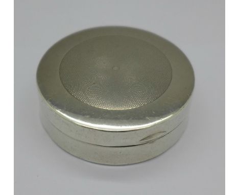 A silver pill box, Birmingham 1926, by Dennison Watch Case Co., 41g