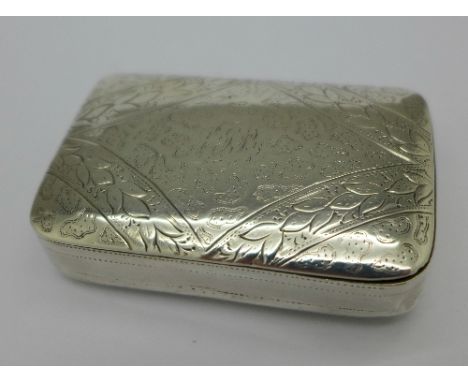 A silver snuff box, Birmingham 1814