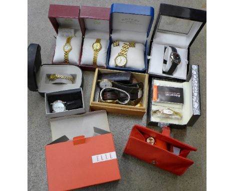 Lady's and gentleman's wristwatches including Rotary, Accurist, Elle, Sekonda, some boxed