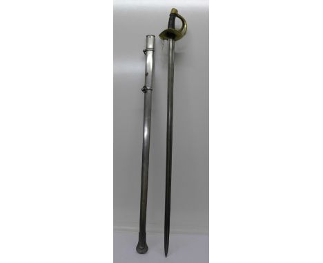A cavalry sword with scabbard