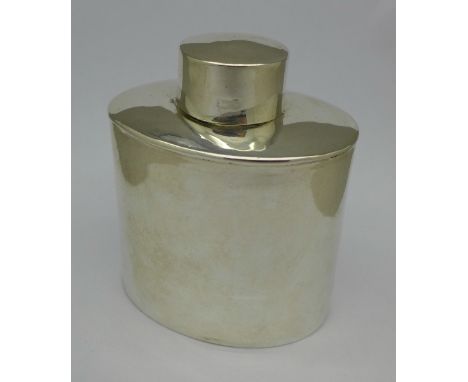 A silver tea caddy, Chester 1906, 80g