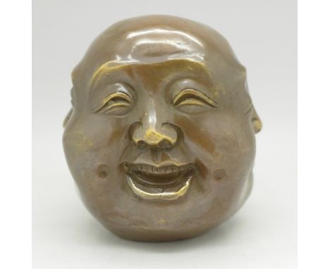 A small Japanese style bronze four faced Buddha
